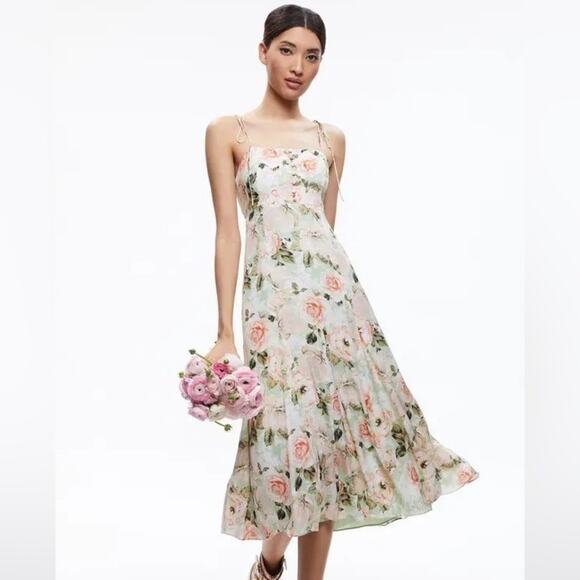 --NWOT Alice + Olivia Lorelle Floral Cutout Sleeveless Midi Dress Size 0 - Picture 3 of 10